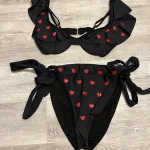 Beach Riot Glitter Heart Two Piece Bikini